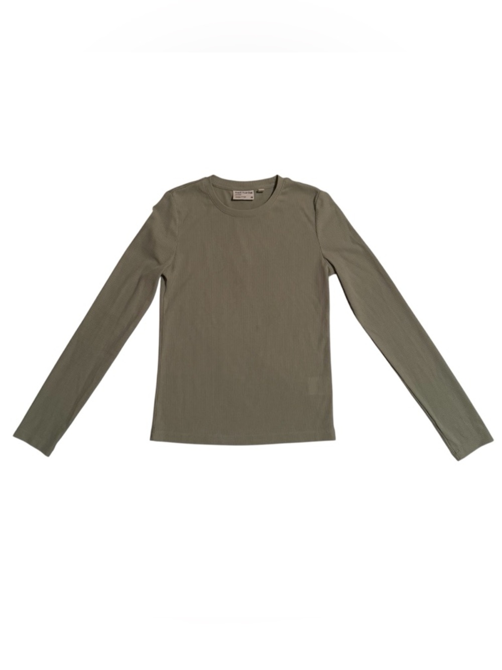 Frank & Oak Sage Green Ribbed Long Sleeve Shirt